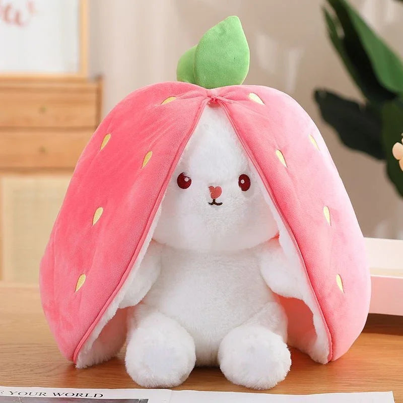 Cute Bunny Plush – Strawberry & Carrot Stuffed Toy | Soft & Cuddly Gift for Kids